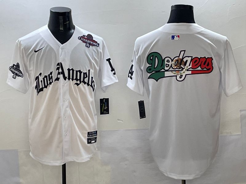 Men Los Angeles Dodgers Blank White Five generations Joint Name 2025 Nike MLB Jersey style 45->los angeles dodgers->MLB Jersey